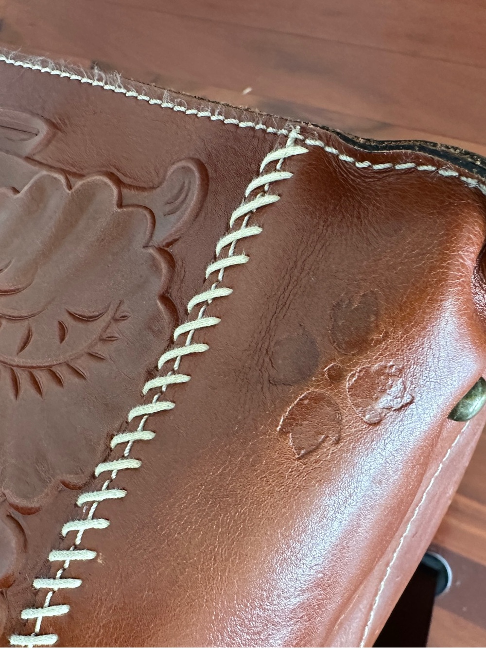 Patricia Nash Tooled Floral Leather Tote and matching pouch in Cognac Brown - Picture 5 of 12